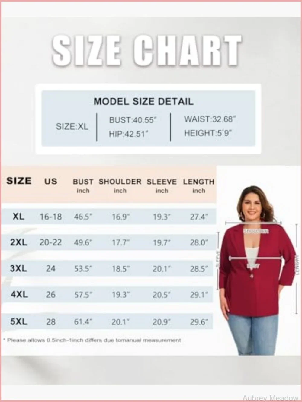 Plus Size Blazer 3/4 Sleeve Notch Lapel One Button Open Front Pockets Work